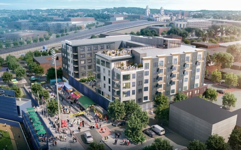A RENDERING OF THE COVE, BEING CONSTRUCTED ON GREET STREET IN WORCESTER